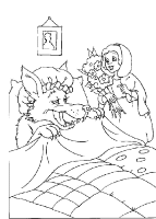 A coloring page of little red riding hood